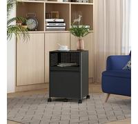 [en.casa] Caisson de Bureau à roulettes avec Grand Tiroir et Compartiment Ouvert Armoire Métallique Meuble de Rangement Stockage Documents Ustensiles Acier 54 x 40 x 36 cm Noir
