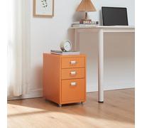 [en.casa] Caisson de Bureau Métallique à 3 Tiroirs Meuble de Rangement sur roulettes Casier Organisateur Moderne avec Porte-Étiquettes pour Dossiers Bureau Acier 48 x 28 x 41 cm Orange