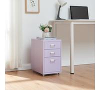 [en.casa] Caisson de Bureau Métallique à 3 Tiroirs Meuble de Rangement sur roulettes Casier Organisateur Moderne avec Porte-Étiquettes pour Dossiers Bureau Acier 48 x 28 x 41 cm Violet Clair