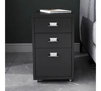 [en.casa] Caisson de Bureau Métallique à 3 Tiroirs Meuble de Rangement sur roulettes Casier Organisateur Moderne avec Porte-Étiquettes pour Dossiers Bureau Acier 48 x 28 x 41 cm Noir Mat