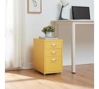 [en.casa] Caisson de Bureau Métallique à 3 Tiroirs Meuble de Rangement sur roulettes Casier Organisateur Moderne avec Porte-Étiquettes pour Dossiers Bureau Acier 48 x 28 x 41 cm Jaune