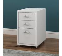 [en.casa] Caisson de Bureau Métallique à 3 Tiroirs Meuble de Rangement sur roulettes Casier Organisateur Moderne avec Porte-Étiquettes pour Dossiers Bureau Acier 48 x 28 x 41 cm Blanc Mat