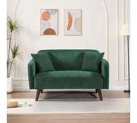 [en.casa] Canapé 2 Places avec 2 Coussins Canapé Rembourré avec Accoudoir Velours Côtelé Capacité de Charge 320 kg 132 x 70 x 80 cm Vert
