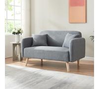 [en.casa] Canapé 2 Places Confortable avec 2 Coussins Sofa Rembourré avec Accoudoir Excellente Stabilité Capacité de Charge 320 kg Salon Chambre à Coucher Bouclé 132 x 70 x 80 cm Gris