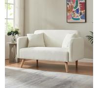 [en.casa] Canapé 2 Places Confortable avec 2 Coussins Sofa Rembourré avec Accoudoir Excellente Stabilité Capacité de Charge 320 kg Salon Chambre à Coucher Velours Côtelé 132 x 70 x 80 cm Beige