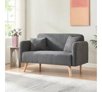 [en.casa] Canapé 2 Places Confortable avec 2 Coussins Sofa Rembourré avec Accoudoir Excellente Stabilité Capacité de Charge 320 kg Salon Chambre à Coucher Velours Côtelé 132 x 70 x 80 cm Gris