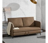 [en.casa] Canapé 2 Places Convertible Banquette Lit d'Appoint BZ Canapé-Lit Futon Divan pour Studio Salon Chambre d'Invité Acier Polyester 78 x 125 x 67 cm Marron