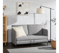 [en.casa] Canapé 2 Places Convertible Banquette Lit d'Appoint BZ Canapé-Lit Futon Divan pour Studio Salon Chambre d'Invité Acier Polyester 78 x 125 x 67 cm Gris Clair
