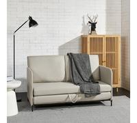 [en.casa] Canapé 2 Places Convertible Banquette Lit d'Appoint BZ Canapé-Lit Futon Divan pour Studio Salon Chambre d'Invité Acier Polyester 78 x 125 x 67 cm Beige