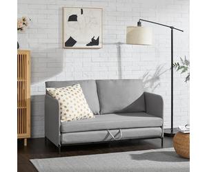 [en.casa] Canapé 2 Places Convertible Banquette Lit d'Appoint BZ Canapé-Lit Futon Divan pour Studio Salon Chambre d'Invité Acier Polyester 78 x 125 x 67 cm Gris Clair
