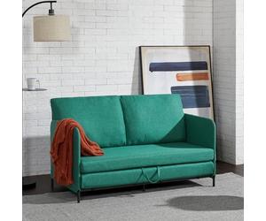[en.casa] Canapé 2 Places Convertible Banquette Lit d'Appoint BZ Canapé-Lit Futon Divan pour Studio Salon Chambre d'Invité Acier Polyester 78 x 125 x 67 cm Vert