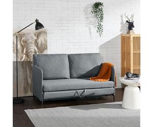 [en.casa] Canapé 2 Places Convertible Banquette Lit d'Appoint BZ Canapé-Lit Futon Divan pour Studio Salon Chambre d'Invité Acier Polyester 78 x 125 x 67 cm Gris Foncé