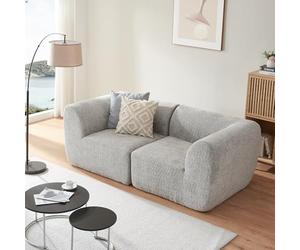 [en.casa] Canapé 2 Places Modulable d'angle Composable Élément Modulaire Siège Module d'Assise Accoudoir Boucles Enfichables Salon Chambre Séjour Élégant Rembourré Polyester Gris 76 x 216 x 108 cm