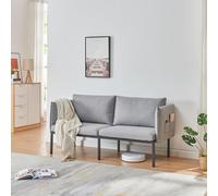 [en.casa] Canapé 2 Places Rembourré Divan Sofa avec Accoudoirs et Poches Housse Amovible Confortable pour Séjour Salon Chambre Capacité 240 kg Bois Métal Polyester Polyuréthane 69 x 158 x 63 cm Gris