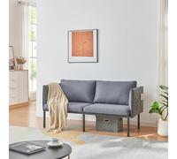 [en.casa] Canapé 2 Places Rembourré Divan Sofa avec Accoudoirs et Poches Housse Amovible Confortable Séjour Salon Chambre Capacité 240 kg Bois Métal Polyester Polyuréthane 69 x 158 x 63 cm Gris Foncé
