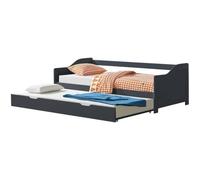 Canapé-lit Convertible pour 2 Personnes Lit Gigogne Canapé Divan Lit d'appoint Structure en Pin Sommier à Lattes en Contreplaqué Gris Foncé 205x190,5x66cm