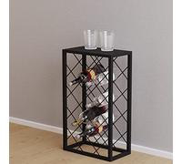 [en.casa] Casier à Vin Range-Bouteilles Étagère à Vin Porte Bouteilles Support pour Rangement à l'Horizontale avec Surface de Stockage Métal 68 x 40 x 22 cm Noir