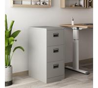 [en.casa] Casier de Bureau Caisson Métallique avec 3 Tiroirs Porte-Étiquette Serrure Meuble de Rangement pour Documents Fournitures Acier 103 x 45 x 62 cm Gris