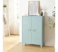 [en.casa] Casier de Bureau Métallique Armoire à 2 Portes Meuble de Rangement pour Bureau Atelier Chambre Acier Laminé à Froid 110 x 75 x 33 cm Bleu Gris