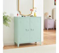 [en.casa] Casier de Bureau Métallique Armoire à 2 Portes Meuble de Rangement pour Bureau Atelier Chambre Acier Laminé à Froid 90 x 80 x 33 cm Vert Pastel Mat