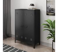 [en.casa] Casier de Bureau Métallique Armoire à 2 Portes Meuble de Rangement pour Bureau Atelier Chambre Acier Laminé à Froid 110 x 75 x 33 cm Noir Mat