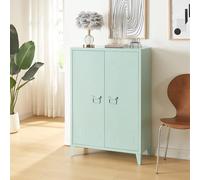 [en.casa] Casier de Bureau Métallique Armoire à 2 Portes Meuble de Rangement pour Bureau Atelier Chambre Acier Laminé à Froid 110 x 75 x 33 cm Vert Pastel