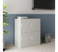 [en.casa] Casier Métallique avec 4 Portes Vérouillables Armoire de Rangement avec Étagères pour Bureau École Vestiaire Gym Acier 100 x 90 x 40 cm Gris Clair