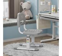 [en.casa] Chaise de Bureau pour Enfants Réglable en Hauteur Chaise Évolutive Stable Ergonomique Confortable Capacité 100 kg Apprende Bricoler Acier Plastique Polyester 36 x 46 cm Gris Clair Blanc