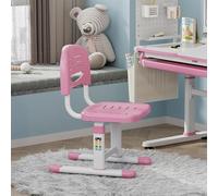 [en.casa] Chaise de Bureau pour Enfants Réglable en Hauteur Chaise Évolutive Stable Ergonomique Confortable Capacité 100 kg pour Apprende Bricoler Acier Plastique Polyester 36 x 46 cm Rose Blanc