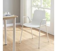 [en.casa] Chaise de Salle à Manger avec Accoudoirs Chaise Style Intemporel pour Salon Cuisine Bureau Capacité 130 kg Plastique Métal 80 x 58 x 52 cm Blanc