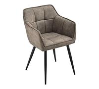 Fauteuil de Salon Élégant Siège Rembourré Design Imitation Velours Polyester Métal 79 x 56 x 54 cm Taupe [en.casa] Taupe G