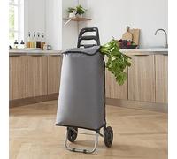 [en.casa] Chariot de Courses Pliable Caddie avec Sac Amovible Étanche Diable de Transport Polyester 600D Oxford Acier Plastique 96 x 35 x 29 cm Gris Foncé Noir