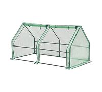 [en.casa] Châssis de Jardin avec Toiture à 2 Pans Mini Serre de Jardin à 2 Fenêtres Zippées Châssis de Couche pour Fleurs Légumes Fruits Acier Polyéthylène 180 x 90 x 90 cm Vert