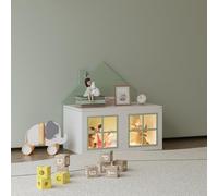 [en.casa] Coffre à Jouets avec Couvercle à Fermeture en Douceur Forme de Maison Meuble de Rangement Élégant Décoratif pour Chambre d'Enfant Capacité 40 kg MDF 56 x 60 x 33 cm Blanc Vert Menthe