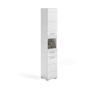 [en.casa] Colonne de salle de bain Linus blanc brillant 30 x 31 x 182 cm