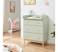 [en.casa] Commode à Langer avec 3 Tiroirs Grande Surface Plan à Langer Amovible avec Rebords Latéraux Meuble de Rangement pour Chambre de Bébé MDF 100 x 80 x 53 cm Vert Menthe