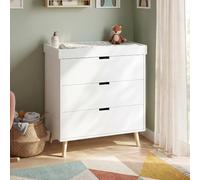 [en.casa] Commode à Langer Sallinrar avec Plan à Langer 92x84x50cm Blanc | avec 3 grands tiroir, plan à langer amovible, utilisable sur le long terme