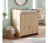 Commode à langer Starler 104 x 96 x 77 cm effet chêne