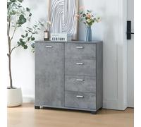 [en.casa] Commode Armoire Basse Buffet Meuble de Rangement Polyvalent pour Entrée Salon Chambre Panneau de Particules 84 x 80 x 28 cm Effet Béton