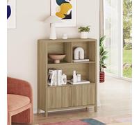 [en.casa] Commode avec 3 Portes à Montage Flexible Système Push-to-Open 6 Compartiments de Rangement Spacieux Intemporel pour Salon Chambre Bureau Entrée MDF 77 x 110 x 30 cm Effet Chêne Rustique