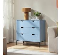 [en.casa] Commode avec 3 Tiroirs avec Poignées Intégrées Meuble de Rangement Style Intemporel Stockage Pratique pour Chambre Salon Bureau Couloir MDF Métal 78 x 80 x 40 cm Bleu Noir
