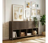 [en.casa] Commode avec 4 Portes à Montage Flexible Système Push-to-Open 8 Compartiments de Rangement Spacieux Intemporel Stable pour Salon Chambre Bureau Entrée MDF 77 x 145 x 30 cm Effet Noyer