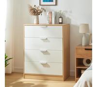 [en.casa] Commode avec 4 Tiroirs Spacieux Meuble de Rangement Style Intemporel pour Salon Chambre Entrée Classeur pour Bureau MDF 90 x 70 x 40 cm Effet Chêne Blanc