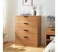 [en.casa] Commode avec 4 Tiroirs Spacieux Meuble de Rangement Style Intemporel pour Salon Chambre Entrée Classeur pour Bureau MDF 90 x 70 x 40 cm Effet Chêne