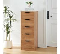 [en.casa] Commode avec 5 Tiroirs Spacieux Meuble de Rangement Style Intemporel pour Salon Chambre Entrée Classeur pour Bureau MDF 108 x 40 x 40 cm Effet Chêne