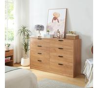 [en.casa] Commode avec 8 Tiroirs Spacieux Meuble de Rangement Style Intemporel pour Salon Chambre Entrée Classeur pour Bureau MDF 90 x 140 x 40 cm Effet Chêne