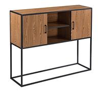 [en.casa] Commode Design à 2 Portes pour Chambre Meuble de Rangement avec Compartiments Fermés et Ouverts Capacité de Charge 20 kg Panneau de Particules Métal 90 x 109 x 30 cm Effet Bois Foncé Noir
