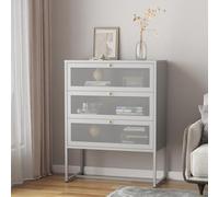 [en.casa] Commode Design Industriel Meuble de Rangement Style Intemporel avec 3 Tiroirs Spacieux Capacité 7 kg Buffet pour Salon Bureau Coin Télétravail Atelier Acier 105 x 80 x 40 cm Gris