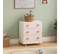 [en.casa] Commode Enfant Vaarentaa 3 Tiroirs 55 x 41 x 66 cm Blanc Rose