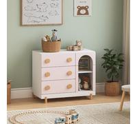 [en.casa] Commode Enfant Vaarentaa 79 x 41 x 66 cm Blanc Rose